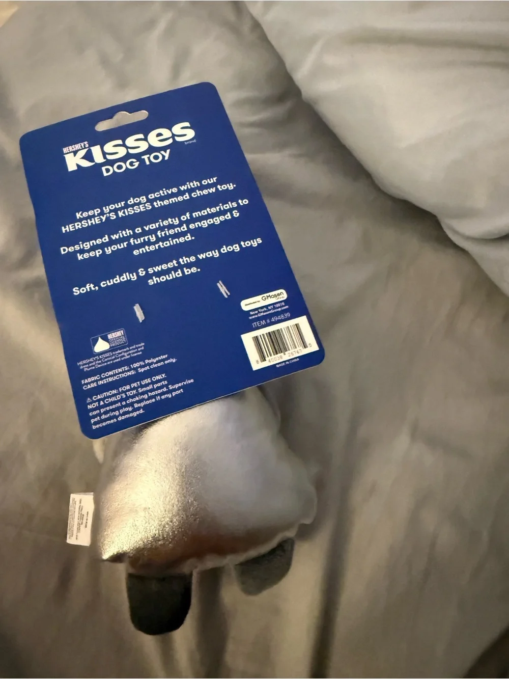 Kiss Gray Plush Raccoon Dog Toy with Orange Pumpkin